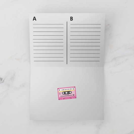 Oude Skool Roze Cassette Mix Tape Groetjes Kaart (Binnen)