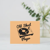 Oude Skool Speler Vinylplaat Draaitafel DJ Briefkaart (Staand voorkant)
