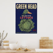 oude sla, groenten, krateletiketten poster (Keuken)