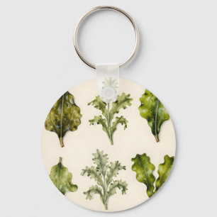Oude Slabladeren Botanisch Herbarium Groen Sleutelhanger
