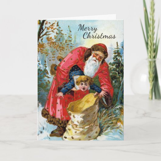 Oude slechte kerstman kerstkaart feestdagen kaart (Voorkant)