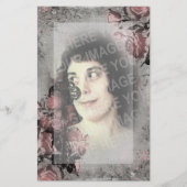 Oude sleutel en Rozen Aangepaste foto Briefpapier (Voorkant)