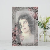 Oude sleutel en Rozen Aangepaste foto Briefpapier (Staand voorkant)