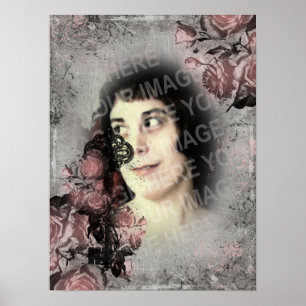 Oude Sleutel en Rozen Aangepaste Foto Poster