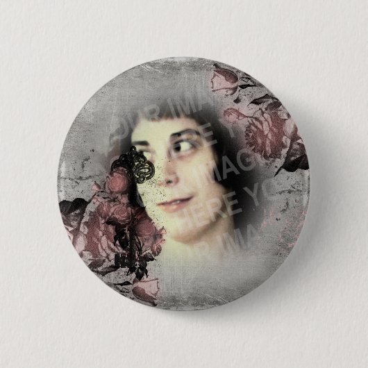 Oude sleutel en Rozen Aangepaste foto Ronde Button 5,7 Cm (Voorkant)
