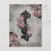 Oude sleutel en Rozen Briefkaart (Voorkant)