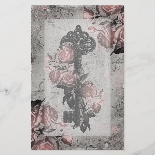Oude sleutel en Rozen Briefpapier (Voorkant)
