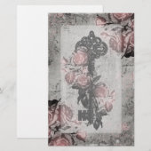 Oude sleutel en Rozen Briefpapier (Voorkant / Achterkant)