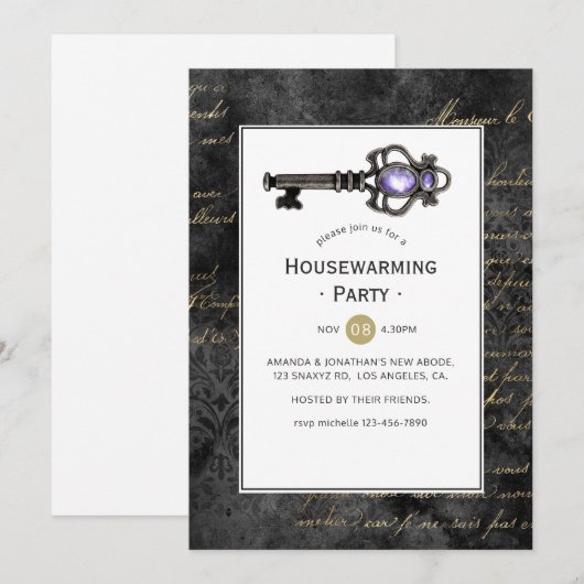 Oude Sleutel Housewarming Feestje Kaart (Voorkant / Achterkant)