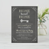 Oude sleutel krijtbord housewarming uitnodiging (Staand voorkant)