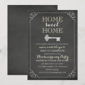 Oude sleutel krijtbord housewarming uitnodiging (Voorkant / Achterkant)