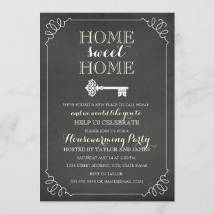 Oude sleutel krijtbord housewarming uitnodiging