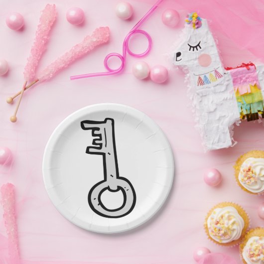 Oude sleutel papieren bordje (Feest)