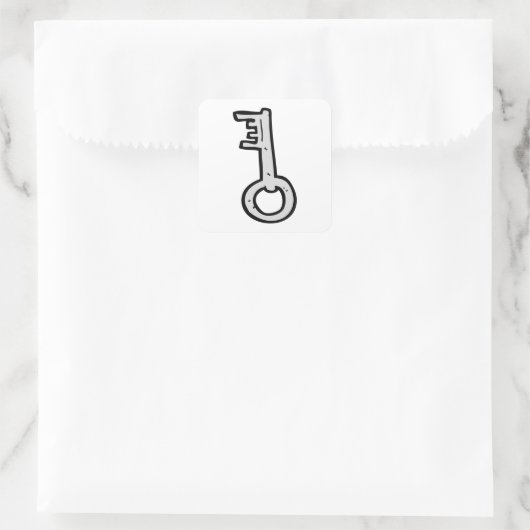Oude sleutel vierkante sticker (Tas)