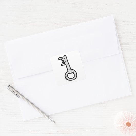 Oude sleutel vierkante sticker (Envelop)