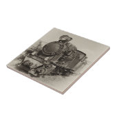 Oude smalbandstoommachine Gr-269 Tegeltje (Zijkant)