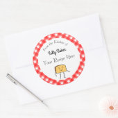 Oude snee brood rood wit geruit bakken ronde sticker (Envelop)