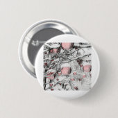 Oude sneeuwbomen met versieringen tekening ronde button 5,7 cm (Voorkant /achterkant)