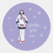 Oude Sneeuwkoningin Kerstmis  Ronde Sticker (Voorkant)