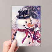 Oude sneeuwman in de sneeuw tekening  acryl uitnodigingen (Insitu (Draagbaar))