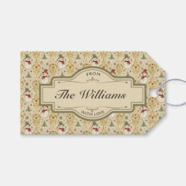 Oude sneeuwman & kerstboom op maat cadeaulabel