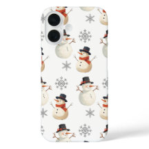 Oude sneeuwman Kerstmis Sneeuwvlokken iPhone Hoesj
