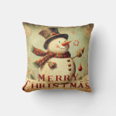 Oude Sneeuwman - Prettig Kerstmis Kussen (Voorkant)