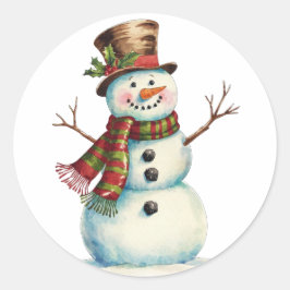 Oude Sneeuwman Ronde Sticker