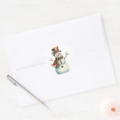 Oude Sneeuwman Ronde Sticker (Envelop)