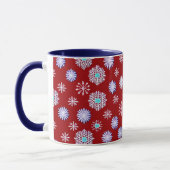 Oude sneeuwvlokken op rood mok (Links)