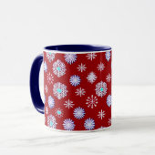 Oude sneeuwvlokken op rood mok (Voorkant links)
