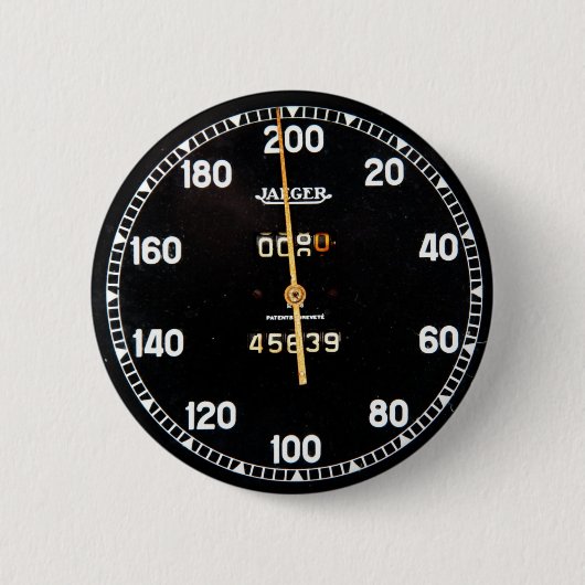 Oude snelheidsmeter van een racewagen ronde button 5,7 cm (Voorkant)