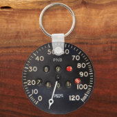 Oude snelheidsmeter van een  racewagen sleutelhanger (Voorkant)