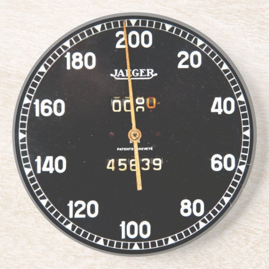 Oude snelheidsmeter van een  racewagen zandsteen onderzetter (Voorkant)