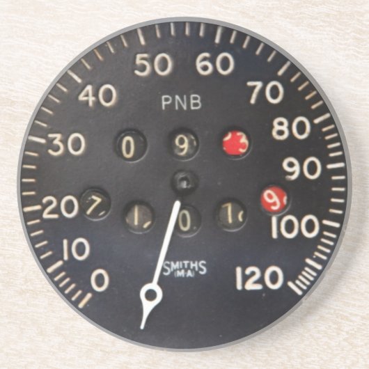 Oude snelheidsmeter van een  racewagen zandsteen onderzetter (Voorkant)