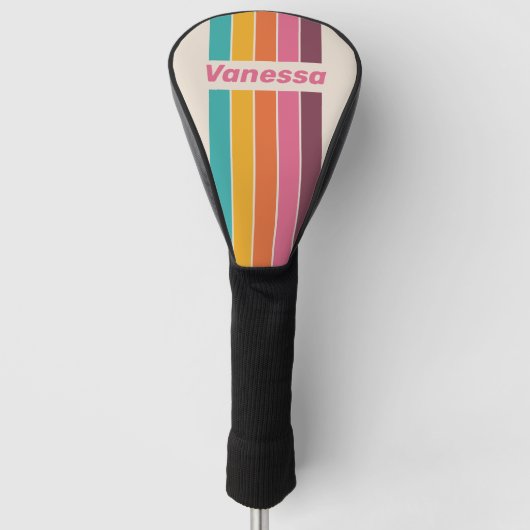 Oude Snoep Regenboog Speld Gestreept met Naam Golfheadcover (Voorkant)