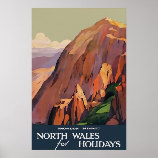 Oude Snowdon Noord-Wales Reisposter Brits Poster (Voorkant)