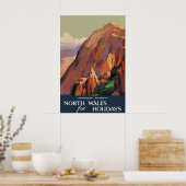 Oude Snowdon Noord-Wales Reisposter Brits Poster (Keuken)