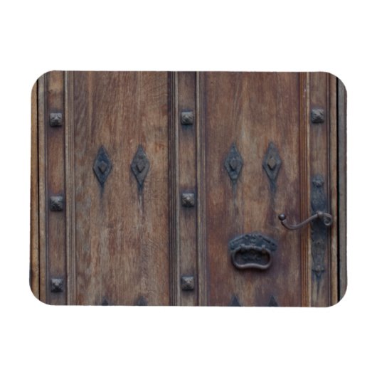 Oude Spaanse houten deur met bouten Magneet (Horizontaal)