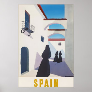 Oude Spaanse Reisposter Mediterrane Straat Poster
