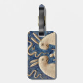 Oude Spaanse Tegel Dier Konijn Schildpad Blauw Bagagelabel (Achterkant verticaal)