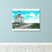 Oude Spaanse vuurtoren in Point Loma Canvas Afdruk (Insitu (Houten vloer))