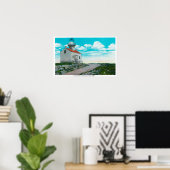 Oude Spaanse vuurtoren in Point Loma Poster (Thuiskantoor)