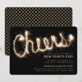 Oude Sparkler Cheers | Zwart en goud Kaart (Voorkant / Achterkant)