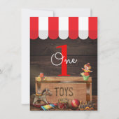 Oude  Speelgoed Houten Toybox 1e Verjaardag Kaart (Achterkant)