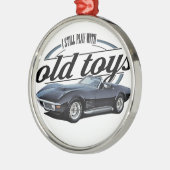 oude speelgoed zwarte vette auto metalen ornament (Links)