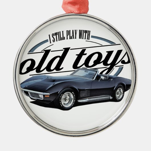 oude speelgoed zwarte vette auto metalen ornament (Voorkant)