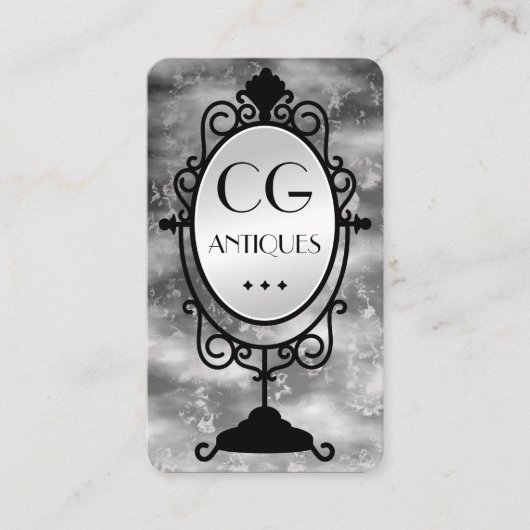 Oude Spiegel Antieke Dealer Visitekaartjes (Voorkant)