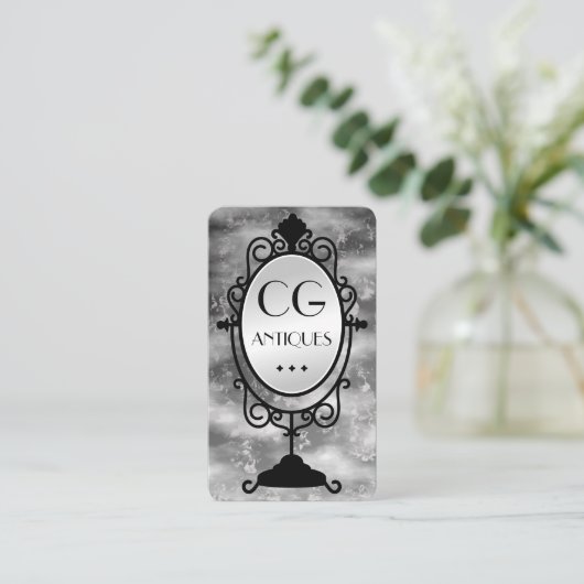 Oude  Spiegel Antieke Dealer Visitekaartjes (Staand voorkant)