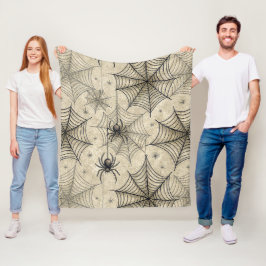 Oude spinnen en webben Halloween-patroon Fleece Deken